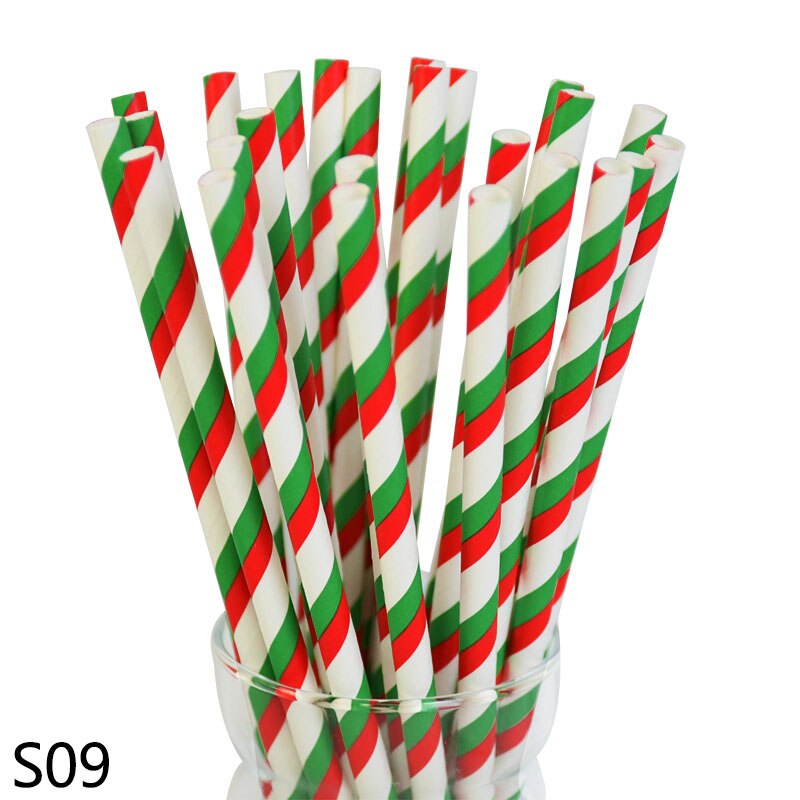 25 stuks/partij kerstversiering sneeuwvlok papieren rietjes diy kerst bruiloft verjaardag feest decoratie wegwerp drinkrietjes: S09