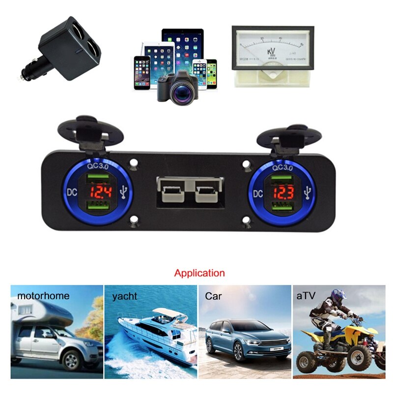 Flush Mount Anderson Plug Socket Dubbele Usb Charger Panel Voor Caravan Camper Boot Truck Rv