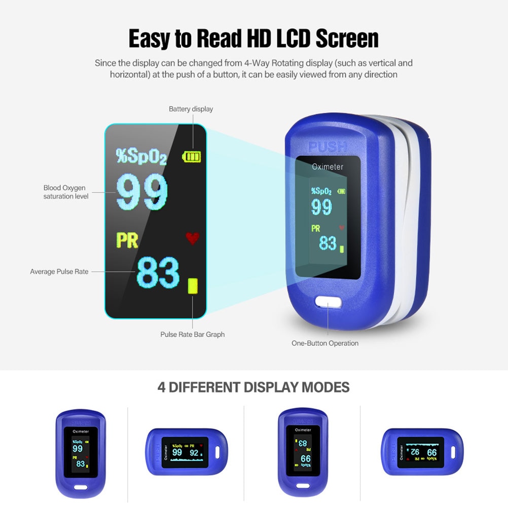 Fingertip Pulse Oximeter Digital Finger Oximeter OLED Pulse Oximeter Display Heart Rate Monitor SPO2 PR Pulsioximetro