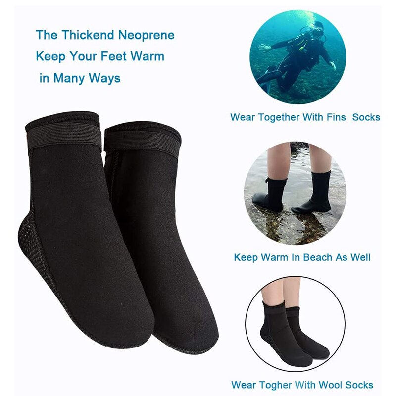 Chaussettes en néoprène 3mm Volley-Ball de Plage Sable Football Chaussettes chaussures de Wading Adapté Pour La Plongée, la Natation, Le Surf, la Plongée En Apnée, Pêche