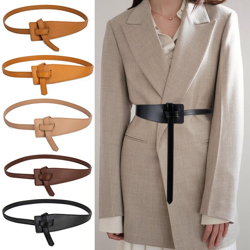 Ceinture de Trench-Coat pour femmes, Simple Pu, boucle irrégulière, nœud, ceinture amincissante, vêtements