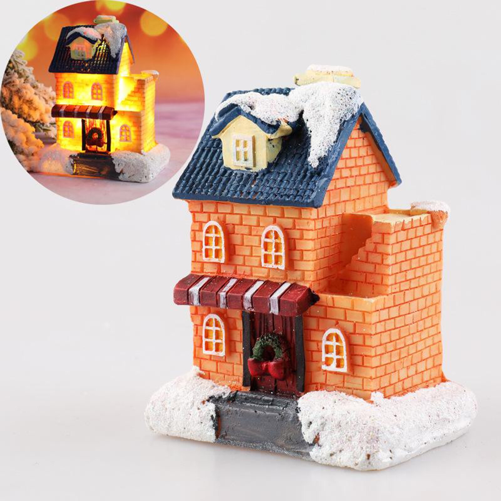 Kerst Huis Decor Led Licht Hars Dorp Ornament Desktop Decoratie: K