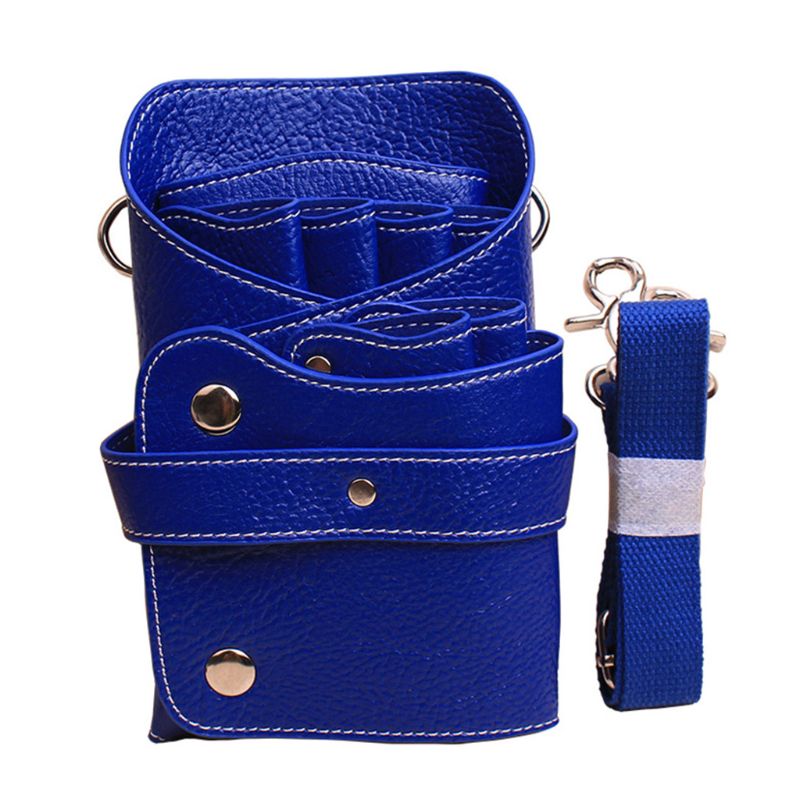 Saco de tesoura de couro do plutônio portátil com alça bolso cabeleireiro ferramenta bolsa para cabeleireiros: blue