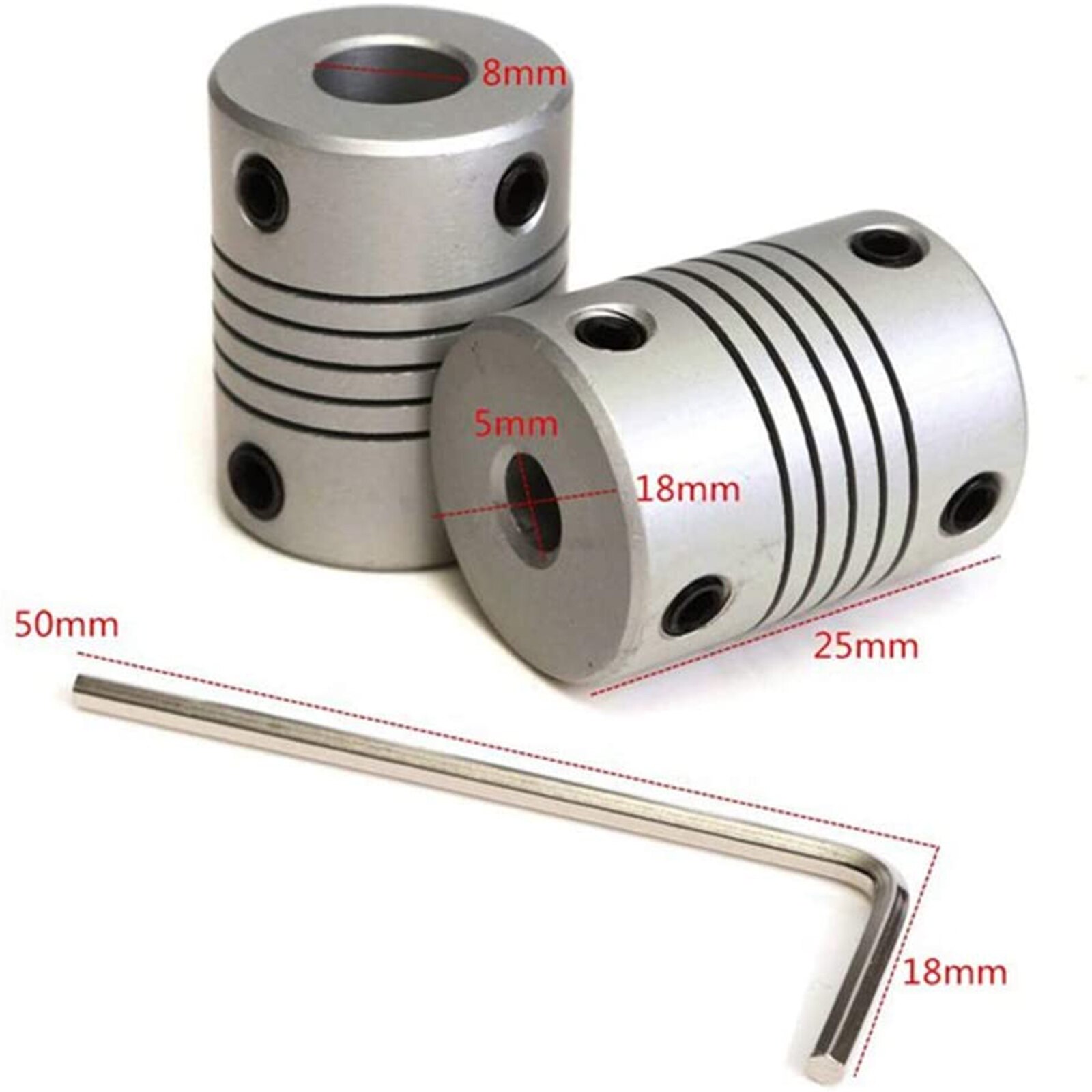 2Pcs Flexible Coupling Flexible Coupler 5 x 8 mm Flexible Coupler For 3D Printer Z Axis Connector Flexible Coupler