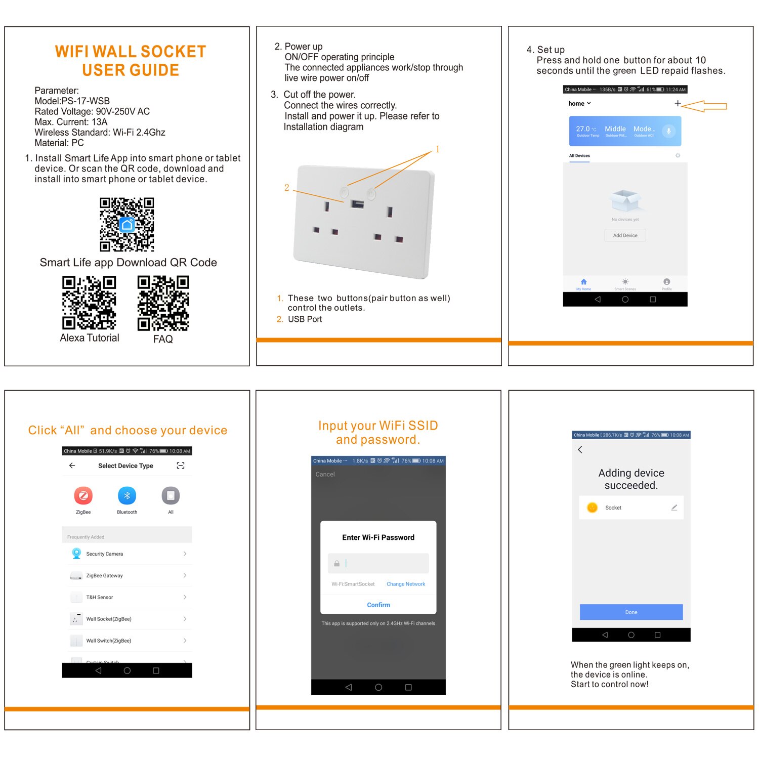 WIFI Smart USB Wall Socket UK Electrical Plug Outlet Power Touch Switch Wireless Home kit Charge Work for Alexa Google Hom