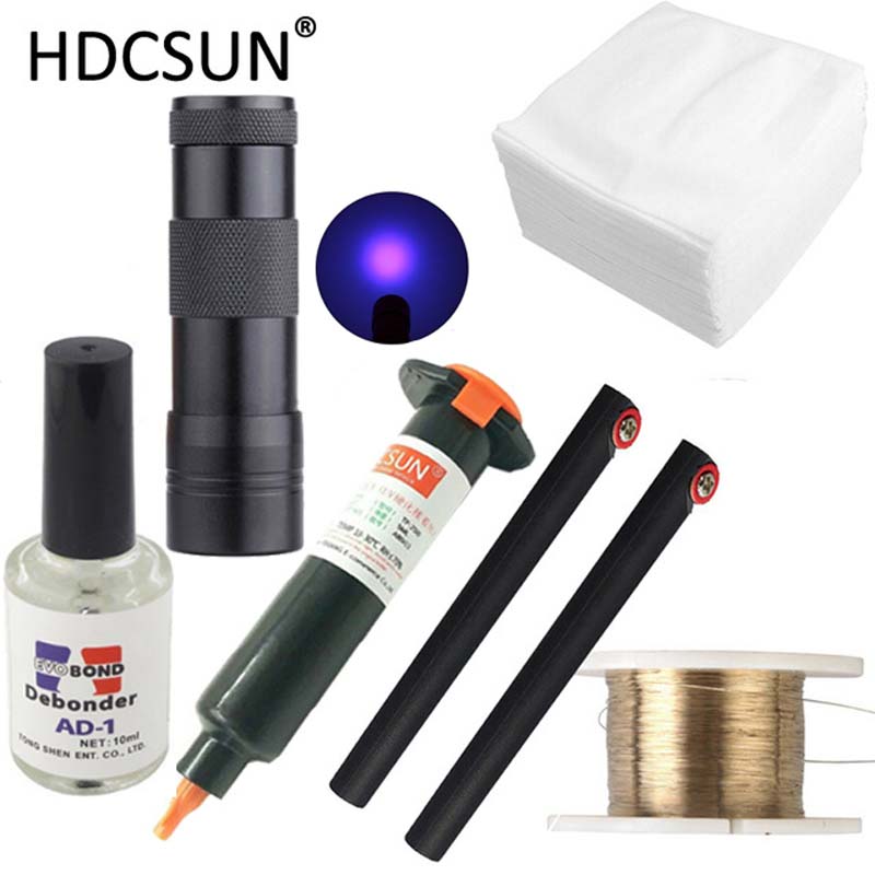TP-2500 UV glue Optical Clear Adhesive dispergator + uv light solder iron Blade Decal Remover glue LCD touch screen repair: Package 2