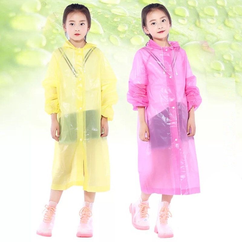 Transparent Kids Hooded Raincoat for Children Plastic Rain Coat Cover Waterproof Poncho Rainwear Camping impermeable