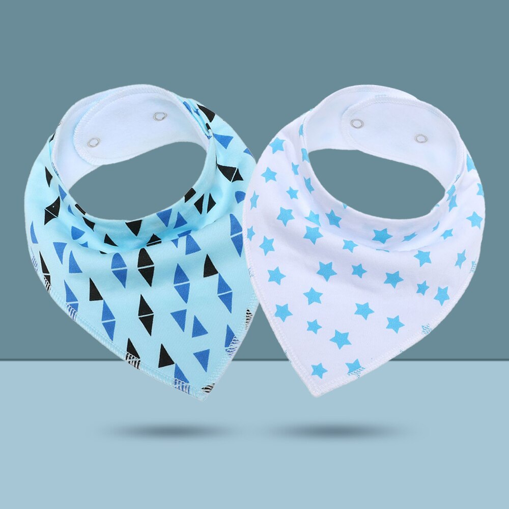 2 pcs/lot Baby Bibs Burp Cloth Print Arrow Wave Triangle Baby Bibs Cotton Reusable Washable Adjustable Baby Meal Infant Bibs: K20001-A7