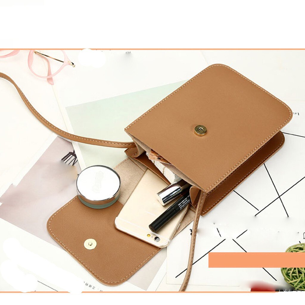Kvinder farverig lille mobiltelefontaske pu skulder- og messenger tasker dame mini cross-body tasker firkantede tasker clutch #tip