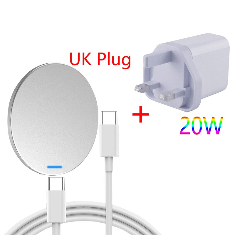 15W Magnetic Wireless Charger for iPhone 12 Series - Fast PD Charging - USB-C Cable Included: UK 15w