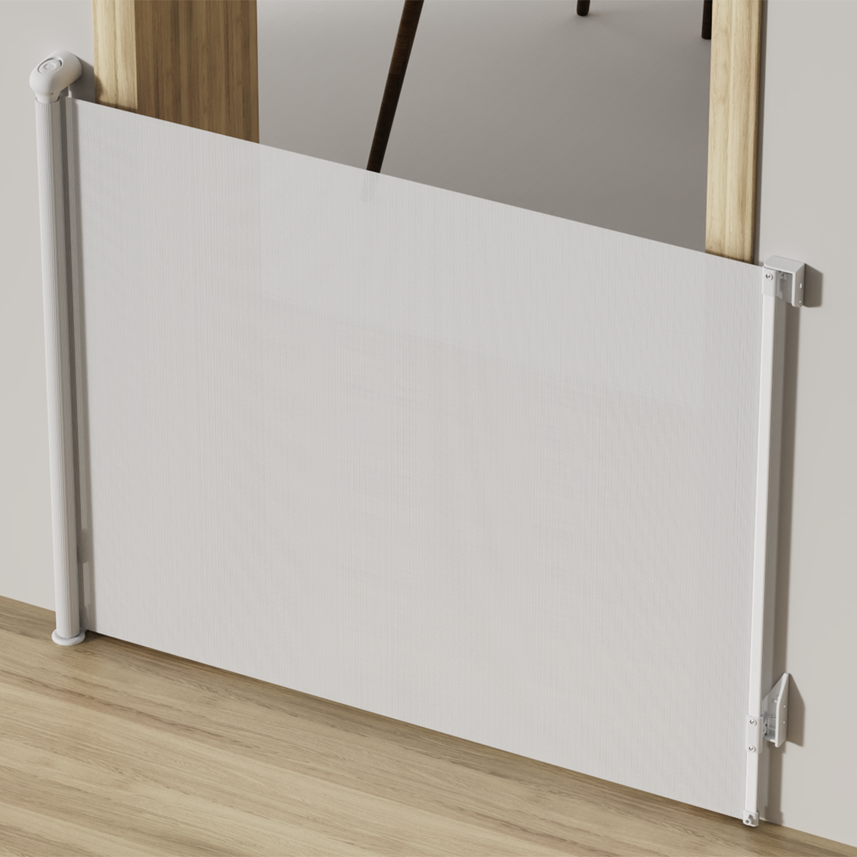 Retractable Baby Safety Gate, 140cm Extra Wide Mesh Pet Barrier for Stairs Doorways, Auto-Lock Toddler Dog Gate