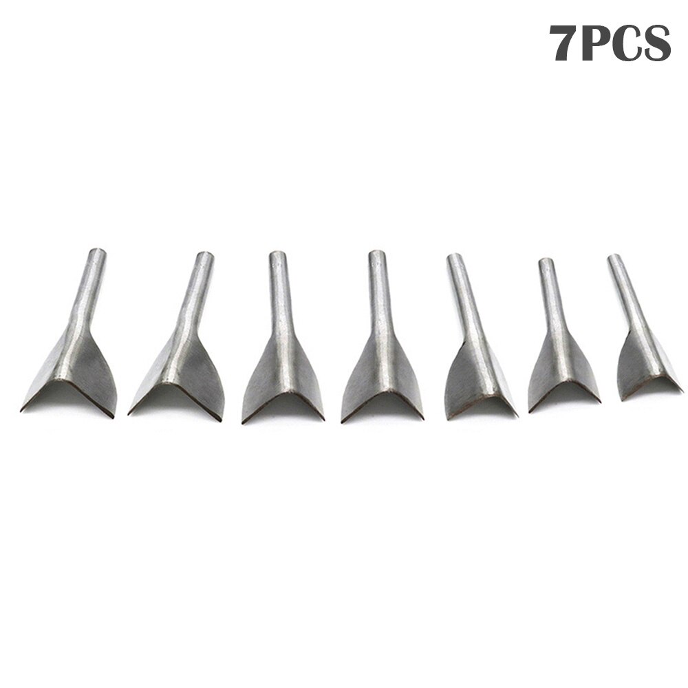 7pcs 10-40mm Leather Punch Half-round Cutting Tool Belt Edge Shape Cutter Kits Leather Corner Cutter Belt Hollow Puncher: Silver-v shape