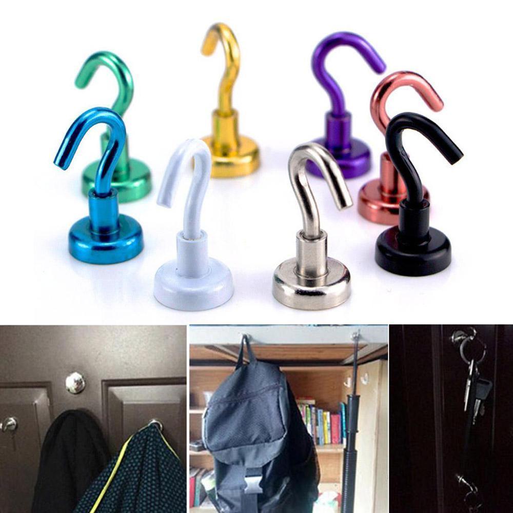 Magnetic Hooks Powerful Hook Magnet Holder 10kg Suction Wall Hook Holder Support Hardware Magnetic Tool Silver