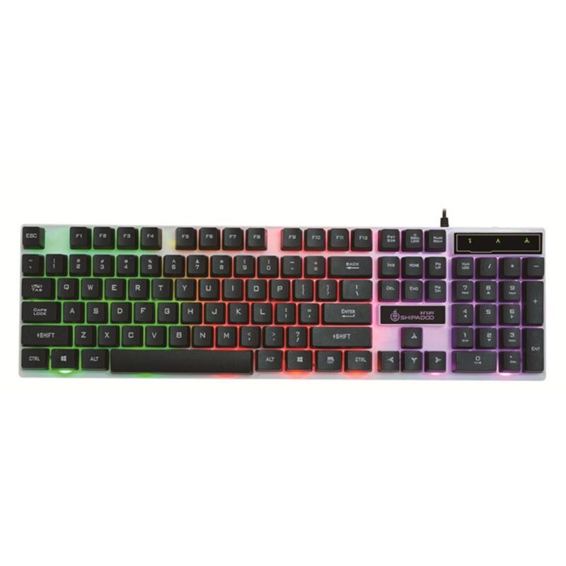 USB Computer Wired Keyboard Colorful Backlit Game Rainbow Glow Floating Button