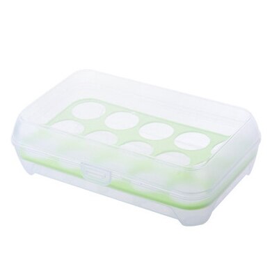 15 ägg box kök krispiga utomhus portabel picknick ägg förvaringsbox plast ägg box: Grön