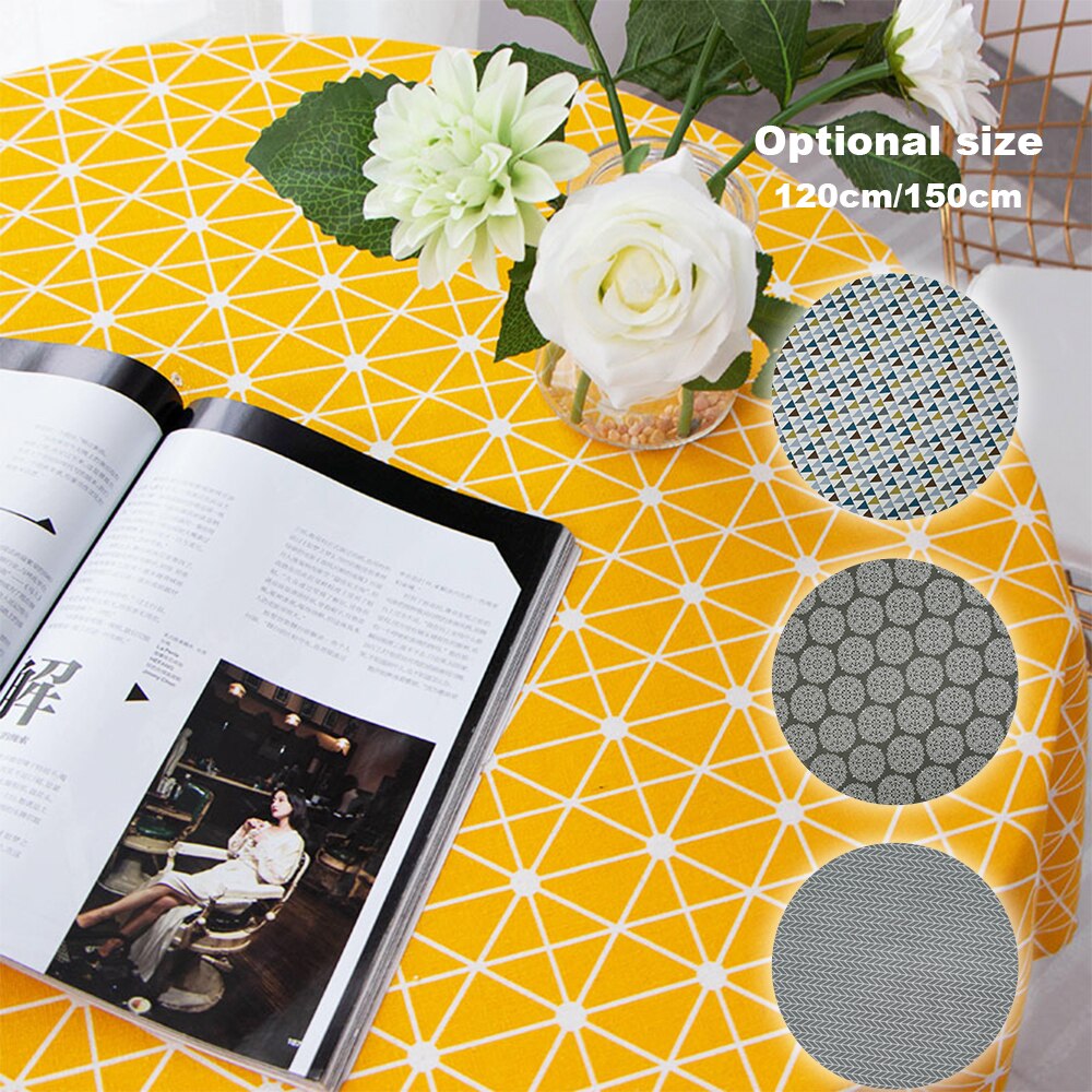 Nordic Style Round Tablecloth Simple Waterproof Restaurant Hotel Household Round Table Cloth Printing Plaid Geometric Animal