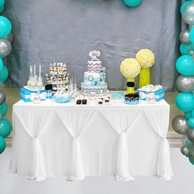 Tyl bordskørt bryllup fødselsdag fest kage dessert bord bord nederdel banket bryllupper partys hjem hotel dekoration