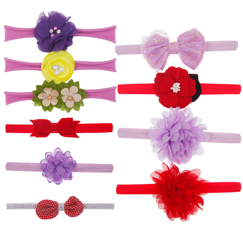 10pcs Kids Floral Headband Hair Girls Baby Bowknot Accessories Hairband Set Cute Bow Baby Headband For Girl Baby Accessories: E