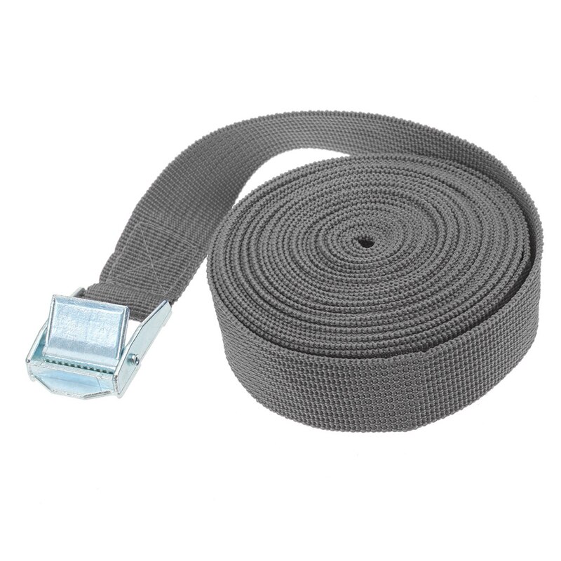 5m x 25mm bil spännband rep band stark spärr bälte bagage väska last surrning med rep spännare metall spänne bogsering: Grå