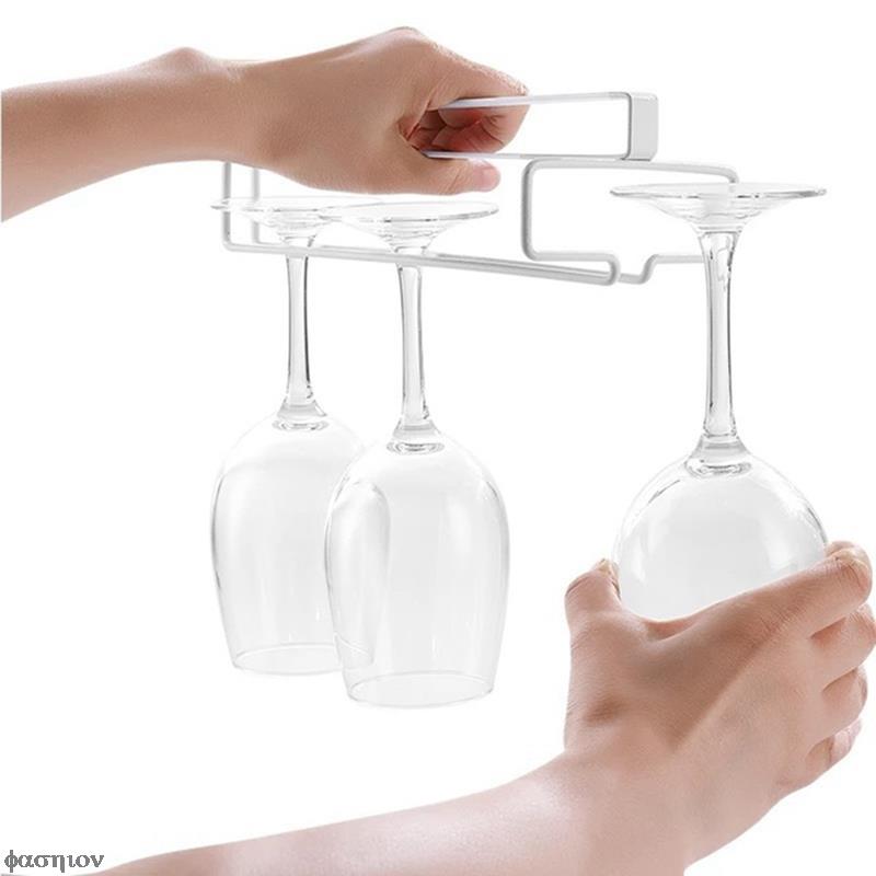Wine Glass Holder Hanging Iron Rack Stemware Inverted Storage Shelf Champagne Goblet Cup Under Cupboard