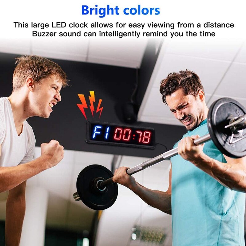 Ledt intervall 1.5 tum 6 siffror gym träningstimer nedräkning klocka stoppur timer med fjärrkontroll för hem fitness eu-kontakt