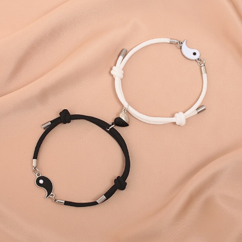 Europese Milan Touw Tai Chi Yin Yang Paar Armband Voor Liefhebbers Magneet Hart Armband Voor Koppels Voor Haar ZR-05