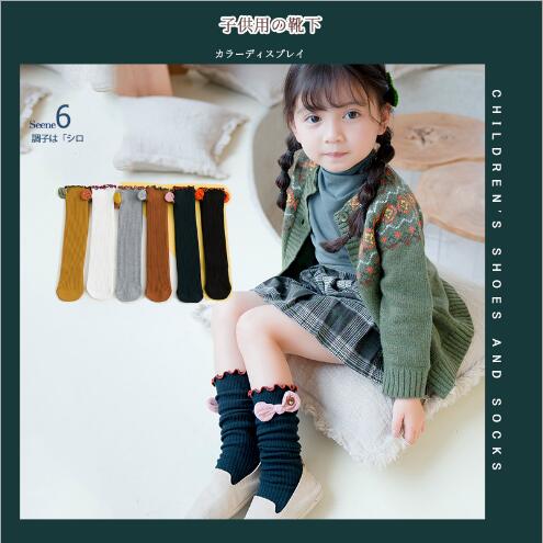 1-10Year Autunno e di inverno nuovi bambini calzino di orecchio di legno senza etero ragazze accatastati arco delle ragazze dei bambini calzini