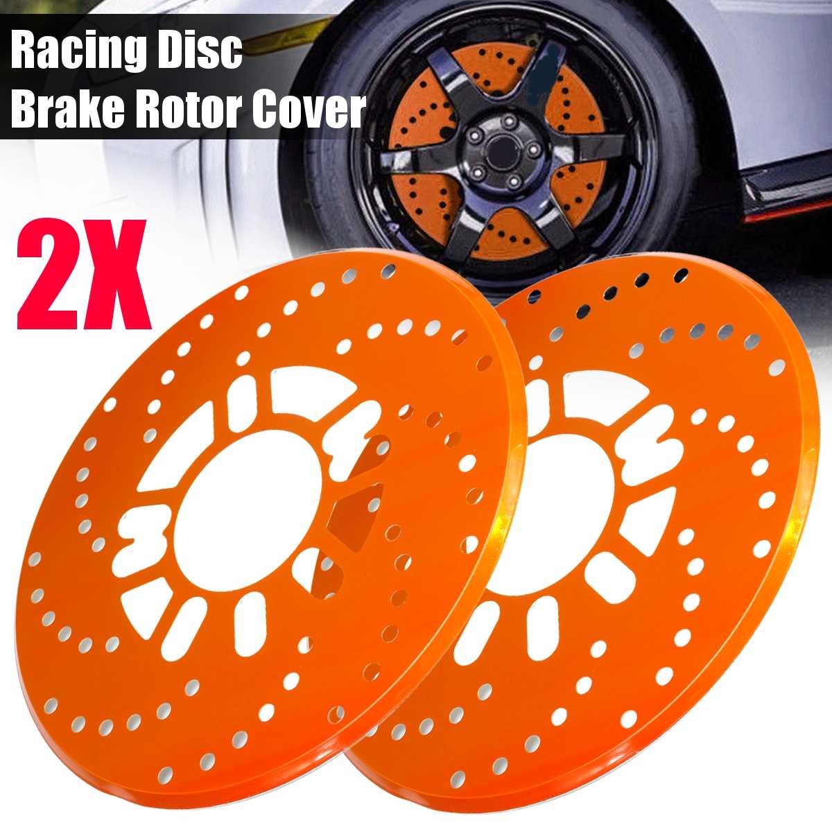2 st / set automatisk aluminiumlegering bakre trumplåt hjulskivplåt modifiering bromsskydd för 26cm bilbromsar: Orange
