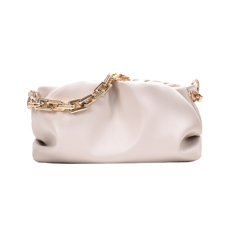 Bolso de cuero sintético con cadena dorada para mujer, bolsa de mano femenina para la axila, de hombro, de viaje, de Color sólido, para verano,