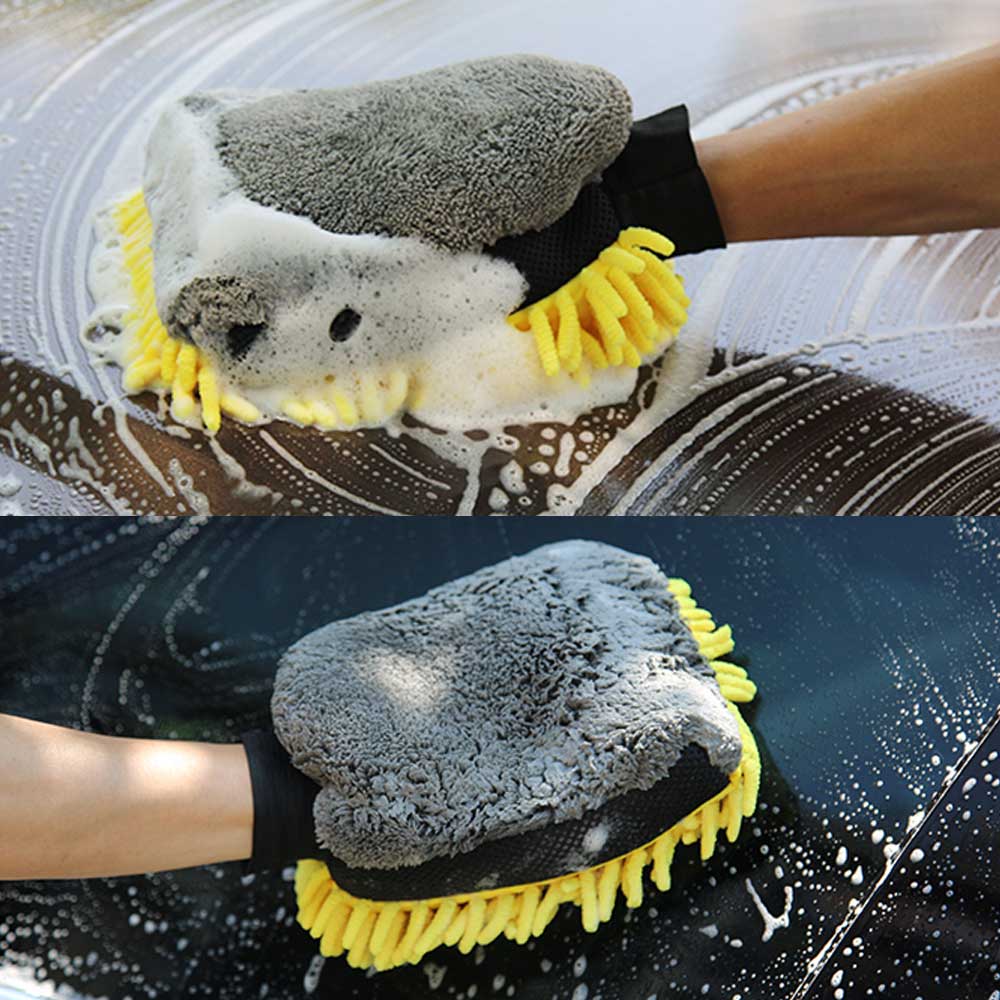 Bilvask handske koral handske blød anti-ridse til bilvask multifunktion tyk rengøringshandske bil voks detalje børste
