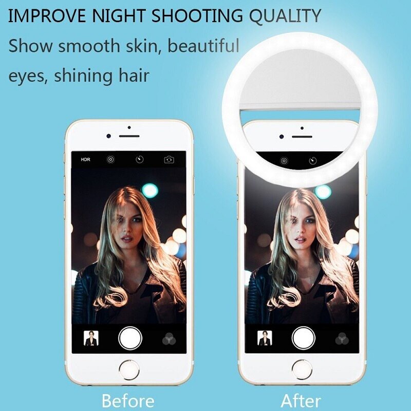 36 Led Draagbare Licht Nacht Telefoon Flash Light Led Camera Clip-On Mobiele Telefoon Selfie Ring Light Video