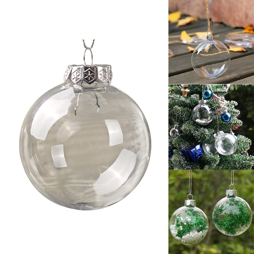 Vide arbre de noël suspendus décorations boule ronde Transparent ouvert en plastique clair ornement enfants bricolage fête fournitures 8/10cm