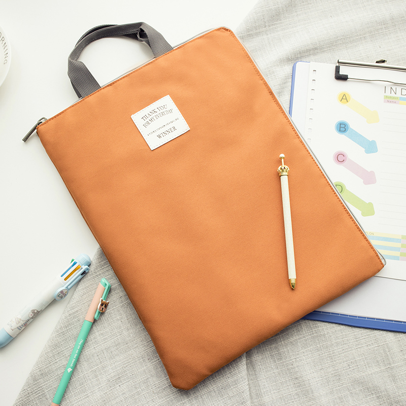 Organizador de documentos A4, maletín de nailon impermeable para hombre y mujer, bolso de oficina funcional, porta documentos, Maletín de negocios: Orange