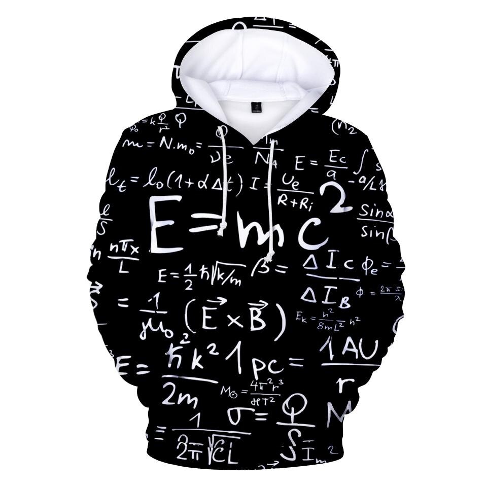 Aikooki E = MC2 Fun 3D Hoodies Sweatshirts Men/Women Print Black 3D Hoodies E = MC2 Hooded Mens pullovers XXS-4XL