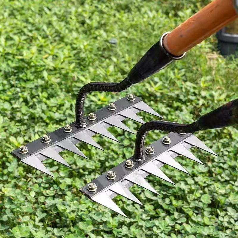 5/6/7/8 dentes de aço carbono jardim mão ancinho ferramenta fazenda capina scarificador agrícola prego harrow metal parar jardim capina