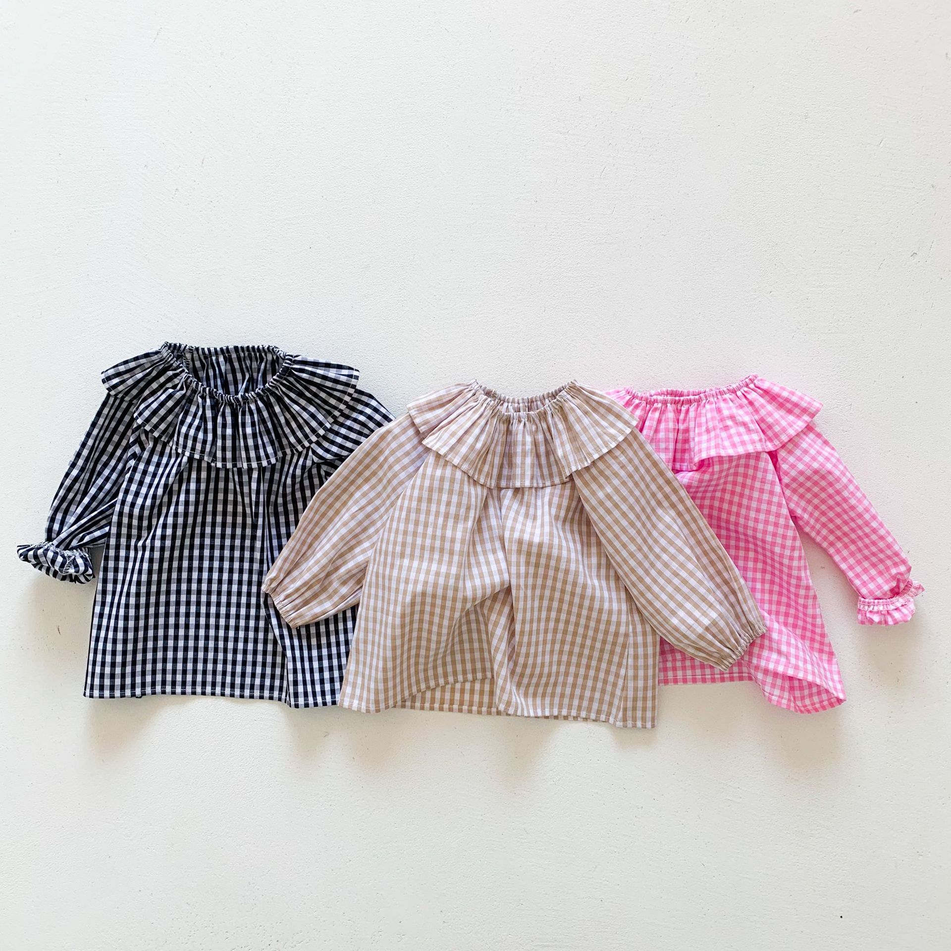 Ins Bébé T-shirts Printemps Automne Bébé Filles Plaid Dessus De Chemise Bébé Vêtements