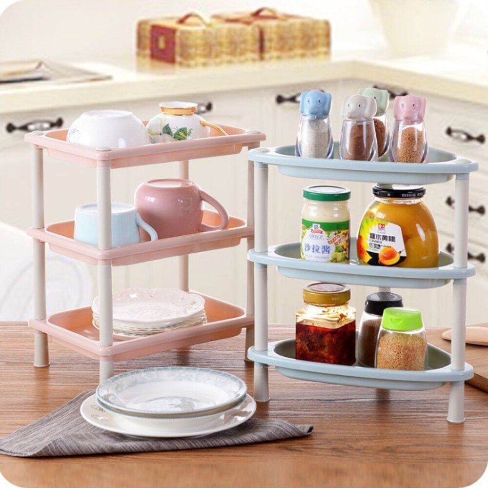 1 pcs Stackable 3-layer Kitchen Shelving Kitchen Storage Rack for Kitchen Bathroom Living Room