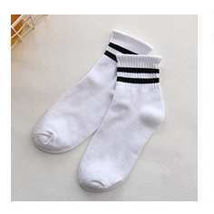 5 par sportssokker kvinder mænd sjov søde skolepiger bomuld løse stribede sokker farverige kvinder sox harajuku retro: Hvid sort