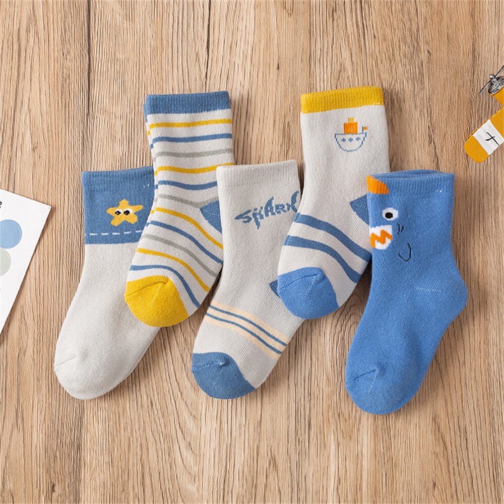 5pairs/set Cartoon Baby Socks Thicken Soft Warm for Baby Kids Children Girls Boys Autumn Winter Breathable Cotton Socks: style6