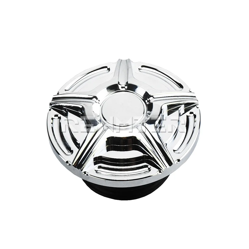 Motorcycle CNC Aluminum Fuel Gas Tank Vented Decorative Oil Cap For Harley Touring Road King Softail Dyna Sportster XL 1200 883: Silver