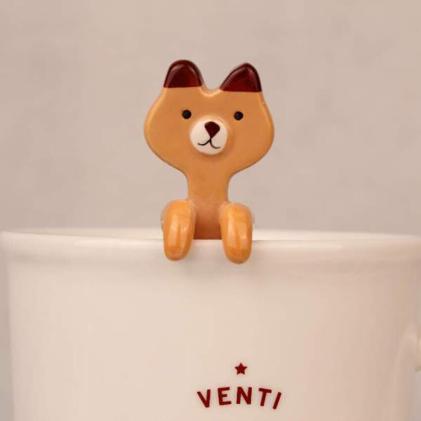 1pc søde dyre keramik kaffeske frø, panda, sort kat, pink gris, bjørne espresso skeer, små skeer til dessert, te