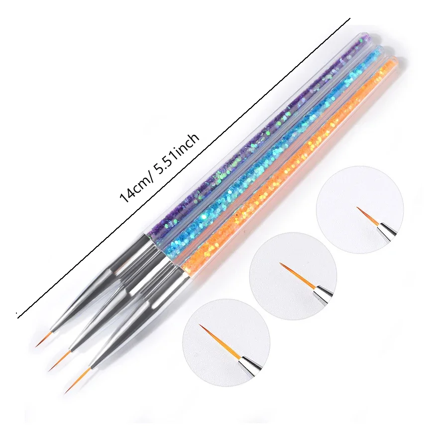 Pinceles para decoración de uñas, diseños de puntas de uñas, pintura, dibujo, tallado, punteado, delineador de abanico, bolígrafo de esmalte de Gel acrílico, herramientas de manicura
