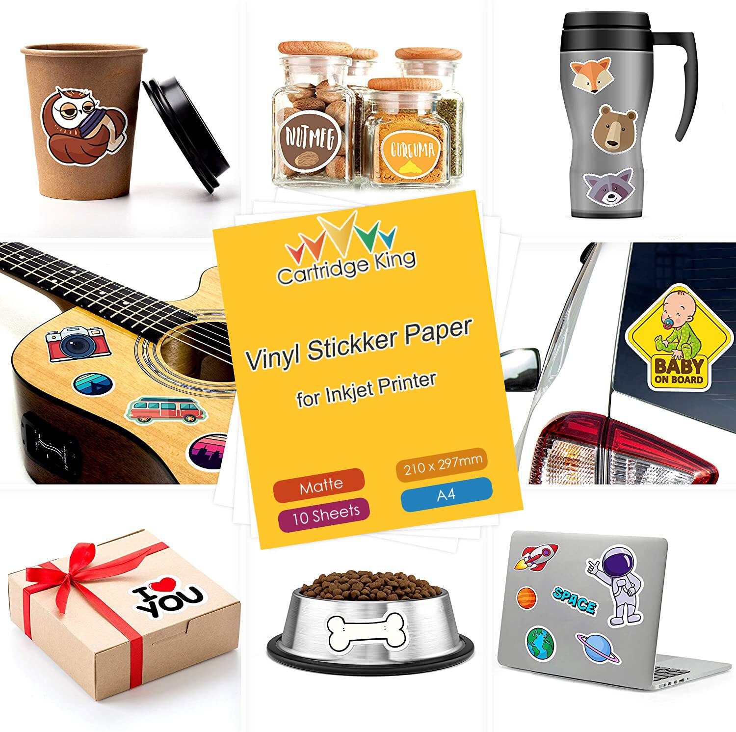 10 Vellen A4 Printable Vinyl Sticker Papier Glossy Zelfklevende Voor Inkjet Printer Diy Auto Patroon Koffer Stickers Decals