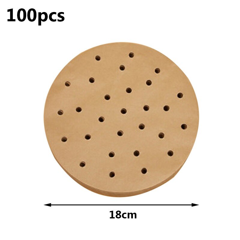 100Pc/Bag Air Fryer Steamer Liners Premium Perforated Wood Pulp Papers Non-Stick Steaming Basket Mat Baking Utensils For Kitchen: 100pcs 18cm A