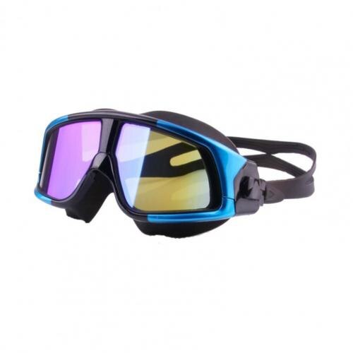 MC-3200 Zwembril Anti-Fog Shockproof Waterdicht Groot Frame Galvaniseren Zwemmen Bril Voor Strand: Blauw