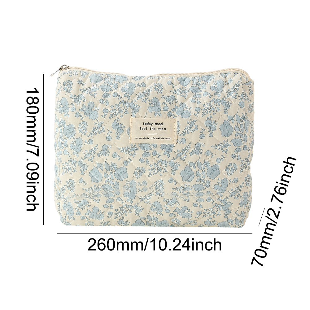 3pcs/set Ladies Quilted Cotton Storage Bag Aesthetic Printed Makeup Bag Women's Large Capacity Toiletry Organizer Cosmetic Pouch: Gold