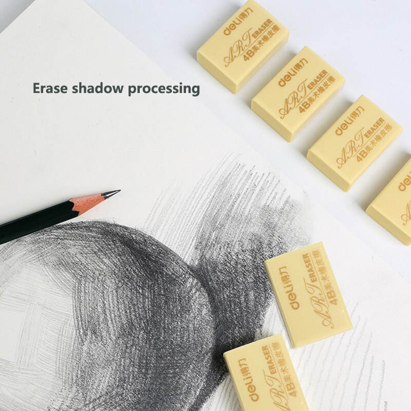 Deli-borrador 4b de 5 piezas para niños, útiles escolares, borrador de lápiz, , suministros de corrección, pintura artística, gomas suaves, pequeñas y grandes