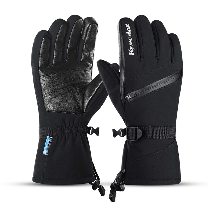 Guantes de esquí impermeables para hombre y mujer, manoplas térmicas para Snowboard, resistentes al viento, resistentes al agua, guantes de nieve para exteriores para invierno: Black / M