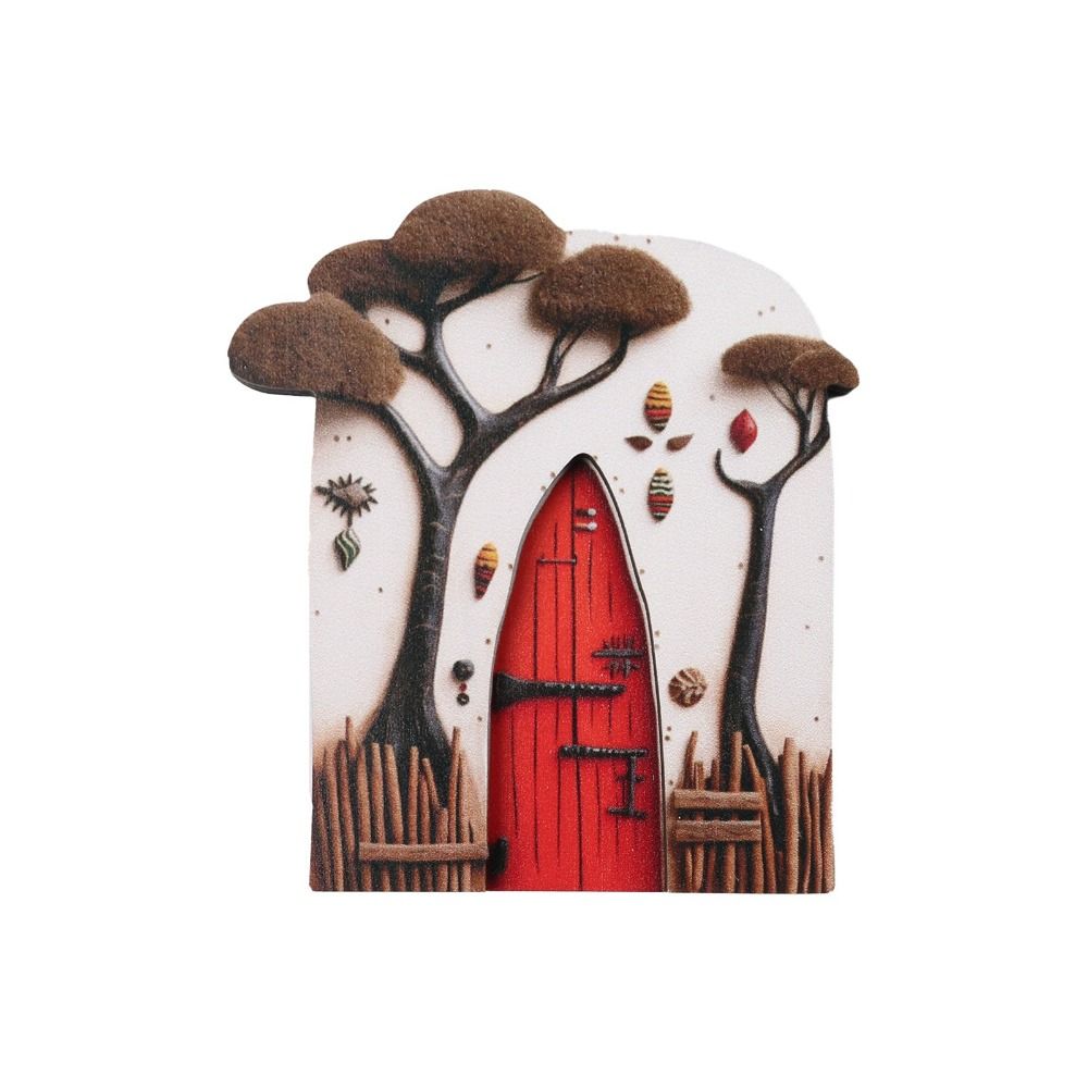 Nuove figurina di porta di gnomo di fata in legno artigianato fatto a mano elfo porta arte statua micro paesaggio Fata giardini porte decorazione del giardino: Grigio chiaro