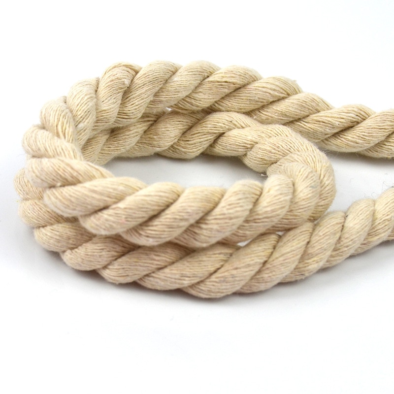 Cuerda de algodón Beige, 100% de algodón grueso, cordones naturales de cáñamo para bolsa, correa para decoración del hogar, accesorios DIY, artesanía de cuerda hecha a mano